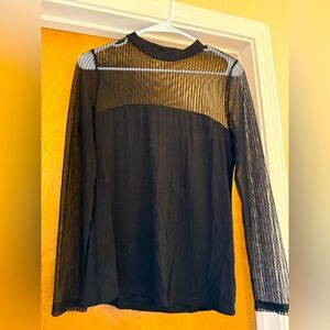 Elegant Black Sheer Sleeve Blouse